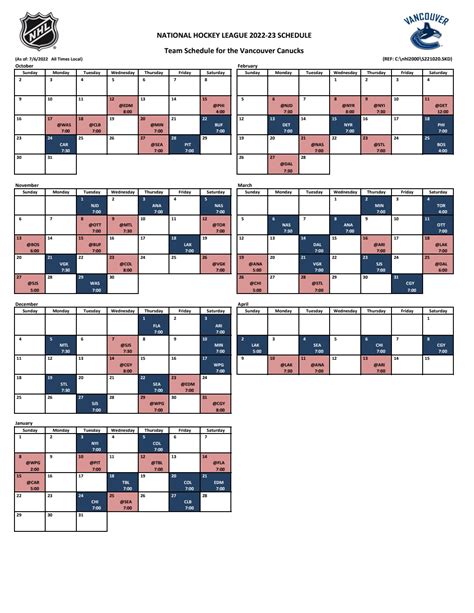 canucks game schedule